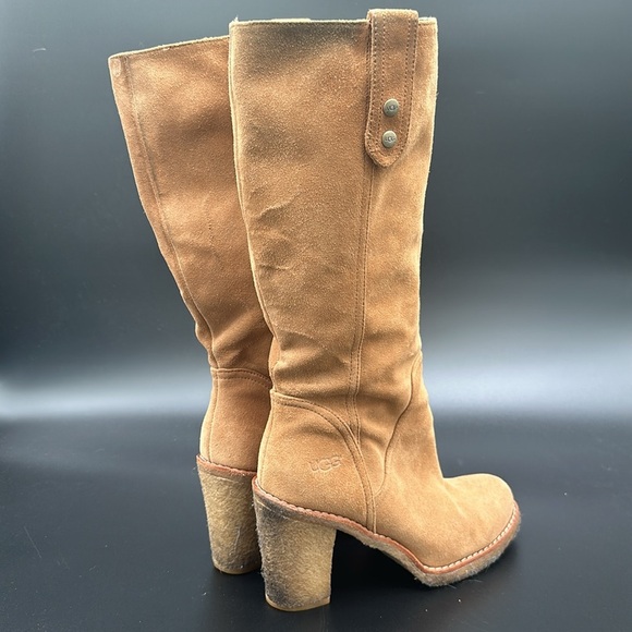 UGG Josie Tan Brown Suede Leather Knee High Boots Style 3214 Size 9 - Picture 7 of 12